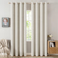 MIULEE 100% Blackout Linen Curtains for Bedroom 52x84 Inches Linen Beige
