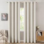 MIULEE 100% Blackout Linen Curtains for Bedroom 52x84 Inches Linen Beige