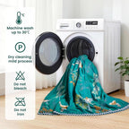 MSGKV The Boho Layer: 50"x60" Cotton Throw Blanket – Lightweight & Reversible Aviary Botanical Pattern, Decorative Accent for Couch Snuggles, Bed Layers & Road Trips