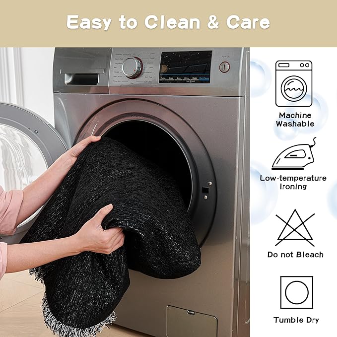 MYSKY HOME Couch Cover for Dogs Washable Couch Covers Couch Covers for Sofa Couch Cover 2 Cushion Sofa Non Slip Dogs Furniture Protector with Tassels Chenille Sofa Covers for Pets, 71"x102", Black