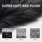 Faux Fur Rug for Bedroom, Fluffy Runner Rugs Soft Sheepskin Rug Sofa Couch Seat Cushion, 2x6ft Black Plush Area Rug Shag Rugs Floor Carpets for Nursery Bedside, Cute Shaggy Fuzzy Home Decor