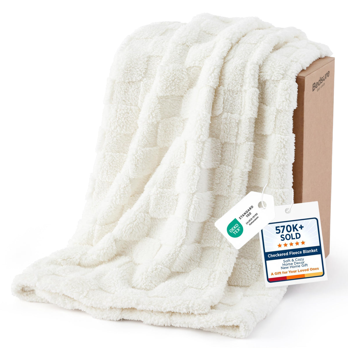 Bedsure Checkered Soft Cozy Twin XL Blanket for Bed, Ashley Blue, 66"×90"