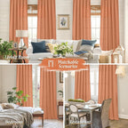 LAMIT Terracotta Linen Boho Curtains 84 inch Length 2 Panels, Light Filtering Burnt Orange Drapes Rod Pocket Western Rustic Panels for Bedroom/Living Room, 52 x 84 Inch