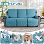 TAOCOCO 100% Waterproof Recliner Sofa Covers 3 Seater Split Couch Covers for 3 Cushion Reclining Couch with Straps, Non Slip Reclining Sofa Covers Furniture Protector for Kids Pets(3 Seater, Sky Blue)