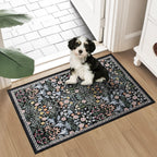 PLHXFR 2x3 Small Entryway Rug: Floral Washable Indoor Carpet Dark Black