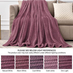 BEDELITE 3D Ribbed Jacquard Plum Fleece Twin Blanket for Bed, 60x80 Inch