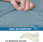 hyha Waterproof Couch Cushion Covers for Pets, Non Slip Sofa Seat Cover for Dogs Washable, Soft Thick Stretch Jacquard Fabric, Sofa Slipcovers with Elastic Bottom (3 Pieces, Lake Blue)