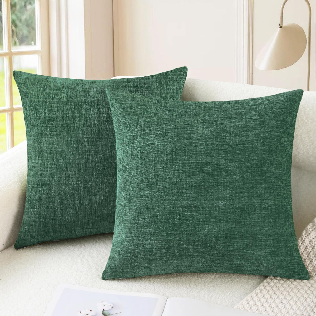 CaliTime Decorative Couch Throw Pillow Covers 24 X 24 Inches Navy Blue