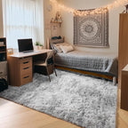 ONASAR Rugs for Living Room Bedroom, 5x8 Fluffy Tie-Dyed Light Grey Bedside Area Rug, Soft Plush Shaggy Floor Carpet for Nursery Kids Girls Boys Teen Dorm Home Office Decor Aesthetic