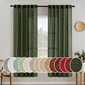 MIULEE Olive Green Linen Curtains 52x72 Inch Length for Bedroom Living Room