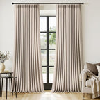 MIULEE Pinch Pleated Thick Linen Curtains 108 Inches Long 2 Panels for Living Room Bedroom, Extra Long Linen Drapes Pinch Pleat Back Tab Rustic Farmhouse Foor to Ceiling Curtains with Hooks, Taupe