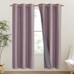 NICETOWN Chaise Mauve Vintage Linen 100% Blackout Curtains for Classroom, Thermal Insulated Curtains 72" Long, Noise Reducing Window Treatment Drapes for Gym Room, 42" Wide Per Panel, Set of 2