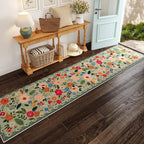 Rugcomf Runners for Hallways Kitchen Runner Rug Non Slip 2'x 10' Long Washable Rugs with Rubber Backing Soft Floral Carpet Runner for Hallways, Kitchen, Laundry, Bedroom, Bathroom(Green)