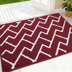OLANLY Front Door Mat, Non-Slip Rubber Backing, Dirt Resistant and Absorbent, Washable, Easy to Clean Low-Profile Indoor Doormat for Back Door, Entryway, Inside Entrance, 32x20, Burgundy