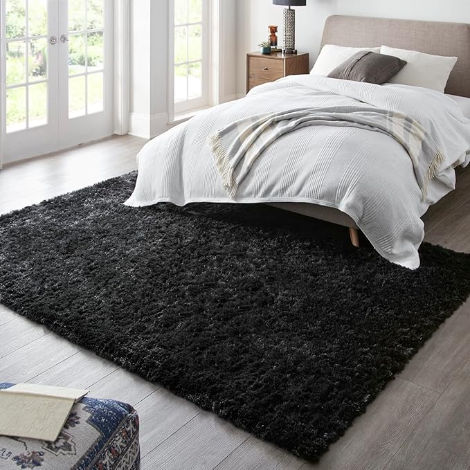 Ophanie 6x9 Black Rugs for Living Room, LargeFluffy Shag Fuzzy Plush Soft Living Room Area Rugs, Floor Shaggy Carpets for Bedroom, Carpet for Kids Boys Girls Dorm Nursery Home Decor Aesthetic