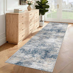 XLUEZ 2x8 Runner Rug for Hallway, Washable Modern Abstract Runner Rugs Neutral Soft Non Slip Kids Rug Stain Resistant Indoor Runners for Entryway Bedroom Kitchen Laundry Room(BlueWhite, 2'x8')
