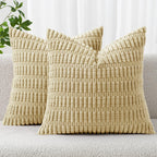MIULEE Corduroy Decorative Throw Pillow Covers 20x20 Crimson Pack of 2