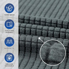KEKUOU Stretch Oversized Sofa Slipcover 1 Piece Couch Sofa Cover (94"-110") Furniture Protector 4 Seater Sofa with Elastic Bottom for Kids,Pet.Jacquard Checked Pattern Fabric(X Large,Grey)