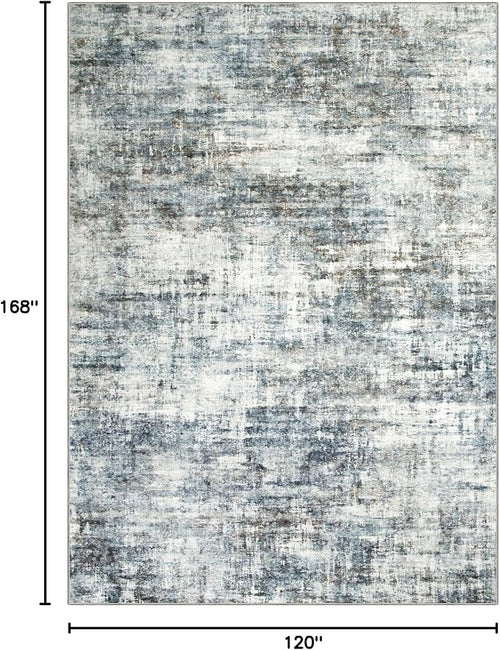 10x14 Area Rugs for Living Room: Washable Abstract Blue Multi Carpet
