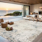 PLHXFR Area Rug Living Room: 4x6 Modern Abstract Washable Carpet Beige