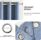 MIULEE 100% Blackout Linen Curtains for Bedroom 42x84 Inches Stone Blue