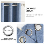 MIULEE 100% Blackout Linen Curtains for Bedroom 52x120 Inches Stone Blue