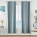 Guken Blue 100% Blackout Linen Curtains 80 Inch Length 2 Panels Set for Living Room Bedroom Back Tab Thermal Insulated Black Out Drapes Room Darkening Window Curtains 80 Inches Long Dusty Blue