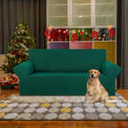 KEKUOU Stretch Loveseat Sofa Cover Slipcover,Couch Covers for 2 Cushion Couch Sofa (55"-78") Furniture Protector Sofa with Elastic Bottom for Kids,Dog. Jacquard Small Checked (Medium,Hunter)