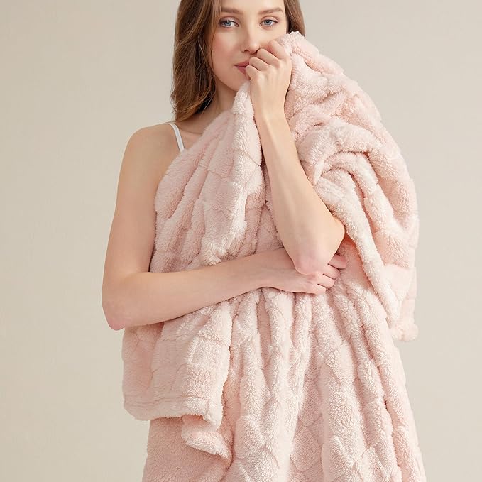 Bedsure GentleSoft Light Pink Throw Blanket for Couch - Super Soft Cozy Blankets Gifts for Kids Girls, Cute Small Fleece Throws for Bedroom Home Decor, 50x70 Inches