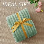 BEDELITE Twin Blanket for Couch & Bed, 300GSM Soft & Warm Fleece Blanket, Decorative and Giftable Striped Green Blankets for Women, Men, 60"x80"