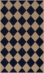 Lahome Colette Checkered Easy Jute Entry Rug, 3x5 Black Outdoor Patio Rug for Living Room Farmhouse Neutral Carpet, Washable Non Slip Indoor Door Mat Diamond Carpet for Front Door Deck Camping