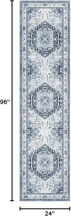 Madane Washable Runner Rug - 2x8 Runners for Hallways Kitchen Non-Slip Runner Rugs Ultra-Thin Laundry Room Rug Throw Carpet Runner for Entrance Living Dinning Room Foyer (Navy/White, 2 x 8)