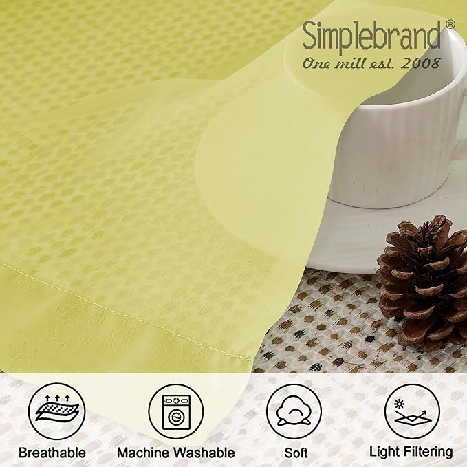 Simplebrand Lemon Sheer Curtains 63 Inch Length 2 Panels, Rod Pocket Solid Color Window Sheer Curtain Panels, Elegant Curtains & Drapes for Living Room, Bedroom 2 Panels (Ivory, 42" W x 63" L)