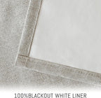 Yakamok Oatmeal Linen Curtains 100% Blackout 96 Inches Long,Room Darkening Textured Curtains for Living Room Thermal Grommet Bedroom Curtains 2 Panels with White Liner