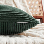 Fancy Homi Set of 2 Dark Green Boho Decorative Throw Pillow Covers 18x18 Inch for Living Room Couch Bed, Modern Farmhouse Forest Green Home Decor, Soft Textured Corduroy Corss Patchwork Cushion Case