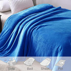 Exclusivo Mezcla Fleece Throw XL Blanket for Couch, Sofa, Super Soft and Warm Cobalt Blue Blankets, All Season, Cozy, Plush, Lightweight, 50x70 Inches