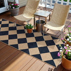 Lahome Checkered Easy Jute Non Slip Runner Rug, 2x6 Kitchen Runner Rug Washable Outdoor Rug for Entryway Indoor, Checkerboard Black Indoor Outdoor Carpet for Hallway 6ft Entry Front Door