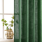 MIULEE Emerald Green Linen Curtains 84 Inch Length for Bedroom Living Room, Soft Thick Linen Textured Window Drapes Semi Sheer Light Filtering Back Tab Rod Pocket Burlap Look Christmas Decor, 2 Panels