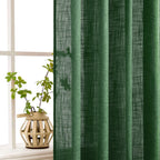 MIULEE Emerald Green Linen Curtains 52x84 Inch Long for Bedroom Living Room