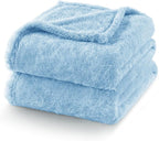 Exclusivo Mezcla Fuzzy Plush Fleece Bed Blanket King Size, Light Blue