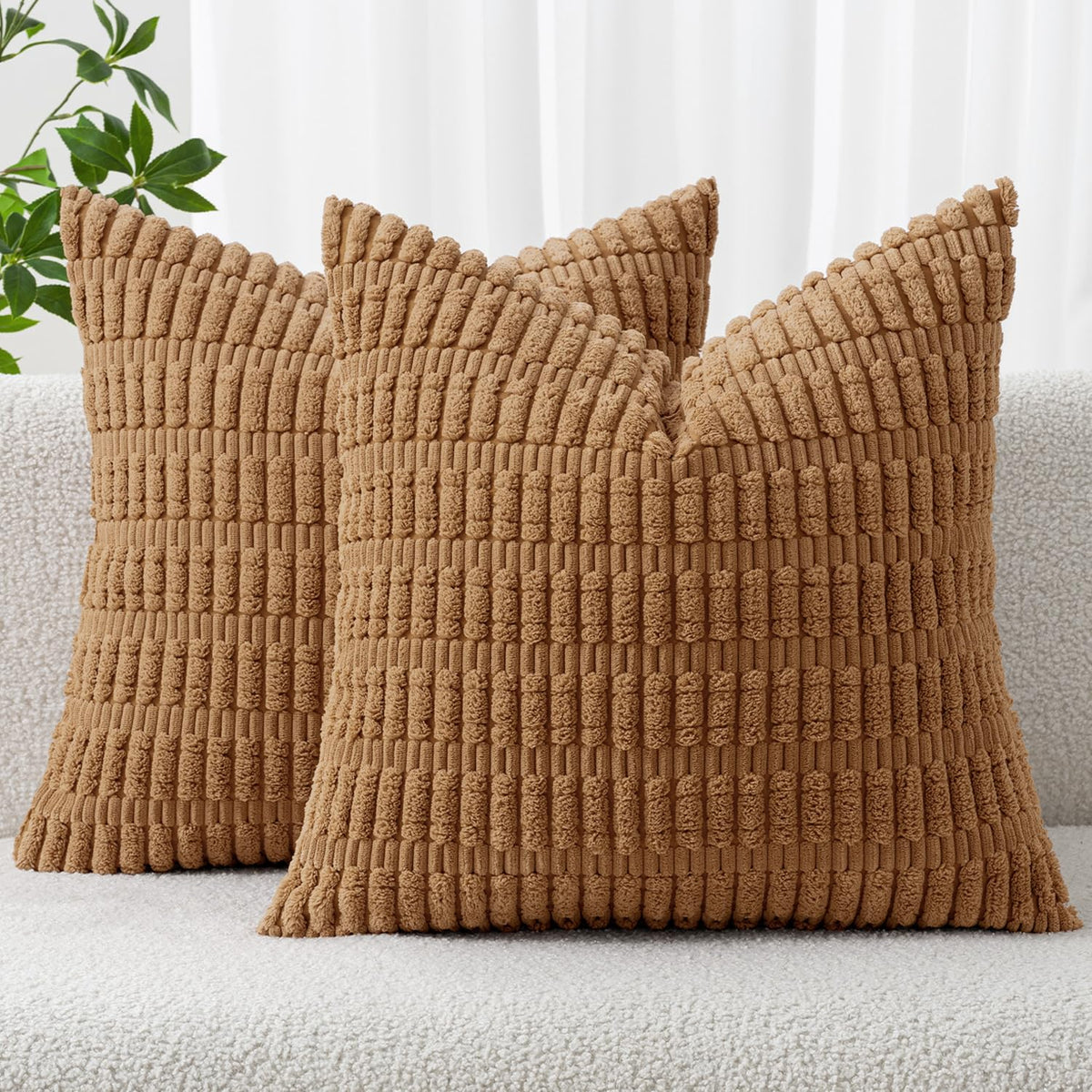 MIULEE Corduroy Decorative Throw Pillow Covers 20x20 Crimson Pack of 2
