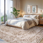 Lofus 5x7 Area Rugs for Living Room, Washable Area Rug, Rugs for Bedroom, Kitchen, Vintage Boho Carpet, Soft Non-Slip, Low Pile Large Area Rug for Office Dining Room, Vintage Beige Brown