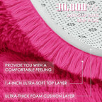 OLANLY 3x5 Machine Washable Small Bedside Rug, Soft Fluffy Shaggy Rugs for Living Room, Bedroom, Indoor Floor Carpet for Kids Girls and Boys, Preppy Dorms, Nursery, Home Decor Aesthetic, Hot Pink