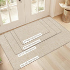 LEKEEPGO Ultra Thin Indoor Door Mat 17"x29", Low-Profile Door Mat Indoor Entrance, Non Slip Rubber Backing Inside Doormat Washable Welcome Front Entryway Dirt Trapper Entry Mat, Khaki