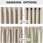 MIULEE 100% Blackout Linen Curtains for Bedroom, Natural Solid Luxury Decor Thermal Insulation Room Darkening Drapes for Living Room Nursery Back Tab Rod Pocket 42 x 72 Inches, 2 Panels
