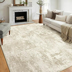 RELEANY Washable 6'x9' Abstract Area Rug for Living Room Cream Beige