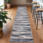 Lansny Modern Abstract Runner Rug 2x10, Grey Black Multi Washable Long Kitchen Runner Non-Slip Soft Hallway Rug Runner Thin Print Faux Wool Carpet for Entryway Bedroom Laundry Room Indoor Home Decor
