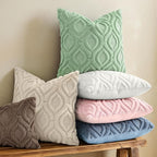 decorUhome Throw Pillow Covers 20x20 Inch Set of 2, Soft Plush Faux Wool Beige Solid Couch Pillow Covers, Accent Farmhouse Neutral Square Pillow Cases for Sofa Bed Living Room