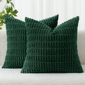 MIULEE Corduroy Decorative Throw Pillow Covers 18x18 Dark Green Pack of 2