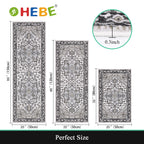 HEBE Boho Kitchen Rugs Set of 3, Non Slip Washable Kitchen Mats for Floor